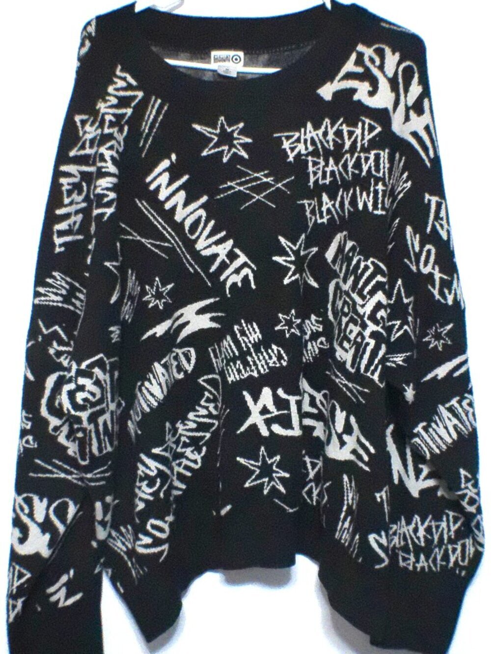 Black History Brand Women’s 4X Black Graphic Sweater Graffiti Print Crewneck
